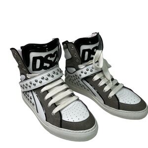 DSQUARED2 Studded High-Tops in Black, White, and Gray